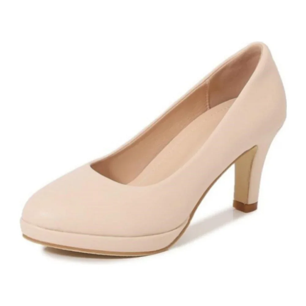 Women's Bridal Wedding Party High Heels Pumps Slip-on Size 9.5 Taupe